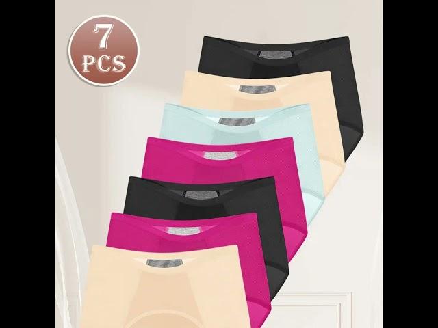 7-Pack Premium Menstrual Underwear for Women - Breathable Ice Silk, Traceless High-Waist,