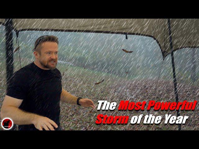 HUNKERING Down in the Most Powerful Storm of the Year - Crazy Storm Camping