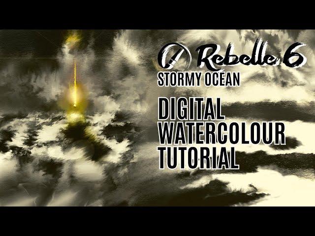Simple Digital Watercolour Painting of a Stormy Ocean in Rebelle 6