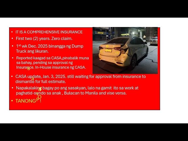 NASAAN ANG HUSTISYA!!!.  Dapat bang may managot? Sino may sala? CASA or Insurance Company!