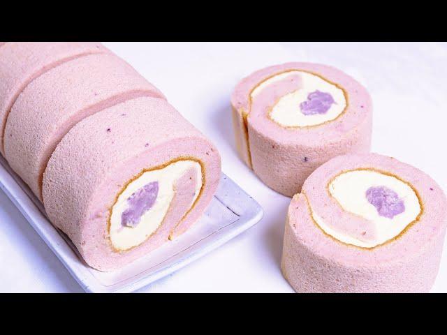 Taro Cake Roll,  soft and fluffy ｜零失敗配方，芋泥控千萬不能錯過的芋泥蛋糕卷