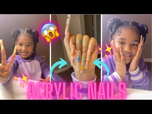 4 YEAR OLD GETS EXTRA LONG ACRYLIC NAILS