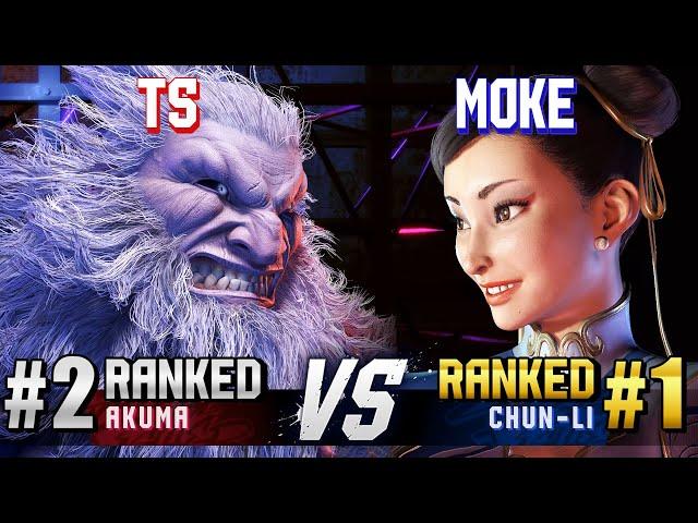 SF6 ▰ TS (#2 Ranked Akuma) vs MOKE (#1 Ranked Chun-Li) ▰ High Level Gameplay