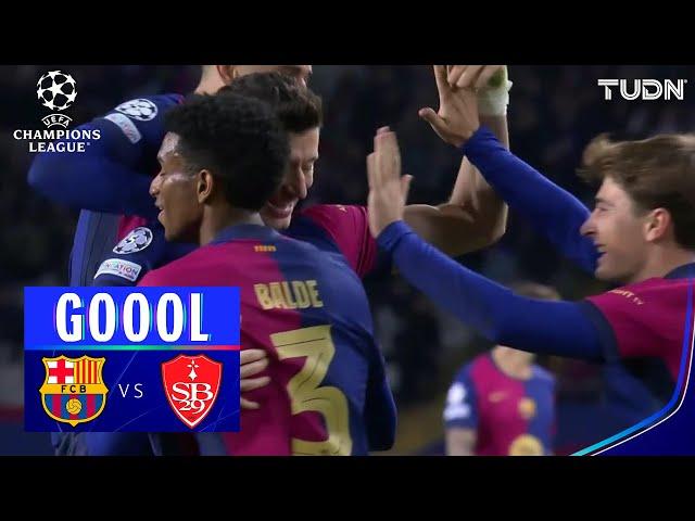 ¡DOBLETE! Lewandoswski hace un GOLAZO | Barcelona 3-0 Stade Brestois | UEFA Champions League 24/25