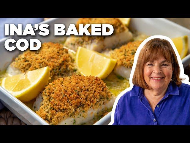 Ina Garten's Baked Cod with Garlic and Herb Ritz Crumbs | Barefoot Contessa | Food Network