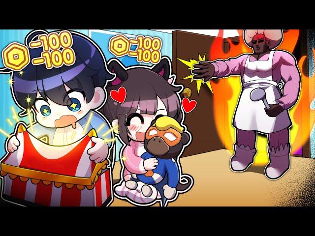 [로블록스]입양하세요 "엄마 몰래..로벅스 현질을 해요?!" 걸리면 죽는다..  긴팔 원숭이 상자 뽑아요?!