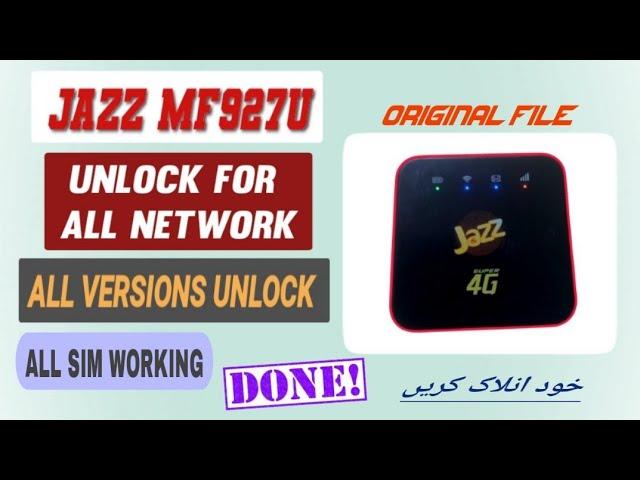 JAZZ MF927U Unlock For All Network Sim || How to ZTE MF927U Device Unlock