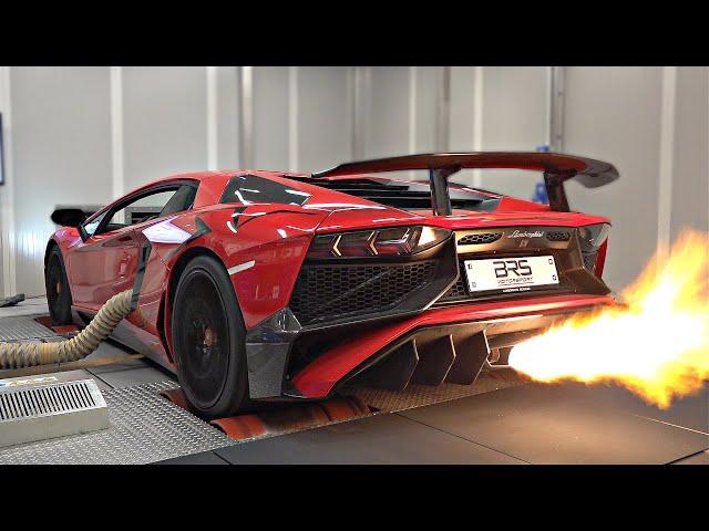 Lamborghini Aventador SV with Capristo Decat Exhaust Shooting FIRE on the DYNO | *VOLUME WARNING* ️