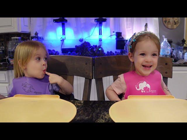 Twins try red lentil sweet potato pasta