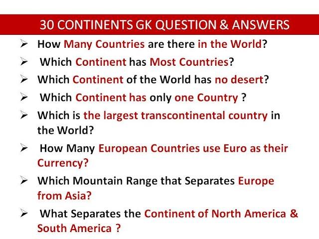 30  EASY  7 CONTINENTS OF THE WORLD  GK | WORLD GEOGRAPHY TRIVIA |  CONTINENTS QUIZ