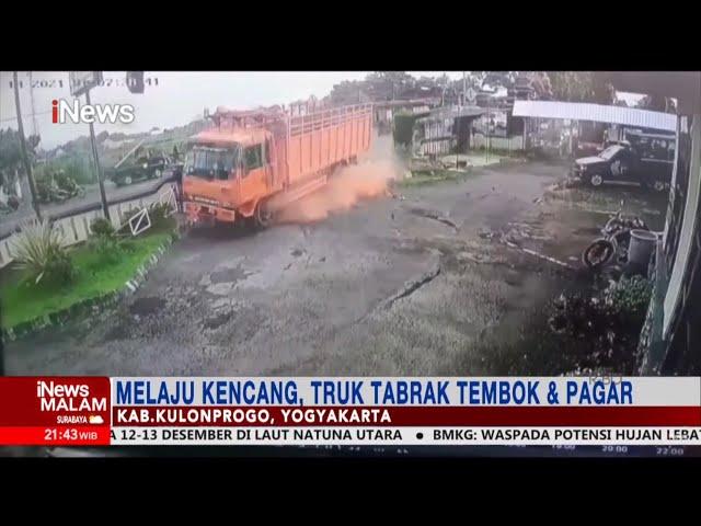 Rem Blong, Truk Tabrak Tembok dan Pagar Polsek Sentolo, Yogyakarta #iNewsMalam 13/12