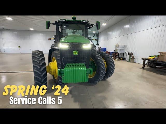 John Deere 8235R has low cab power, 7130 will not move, and a 8R 410 has a coolant leak.