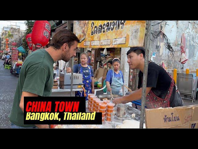 Trying foods around China town in Bangkok