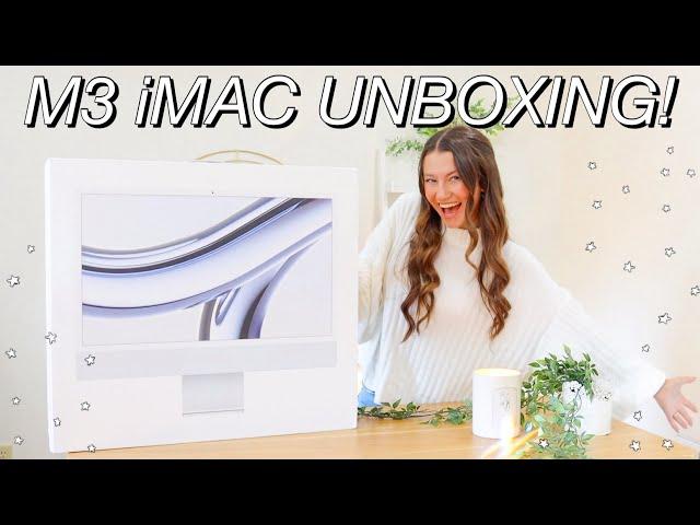 UNBOXING THE M3 iMAC in SILVER! | 2023 24" iMac unboxing, first impressions, set-up, + more!