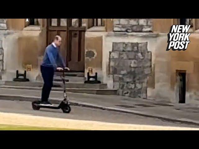 Prince William zipping around Windsor Castle on an electric scooter is a sight to see