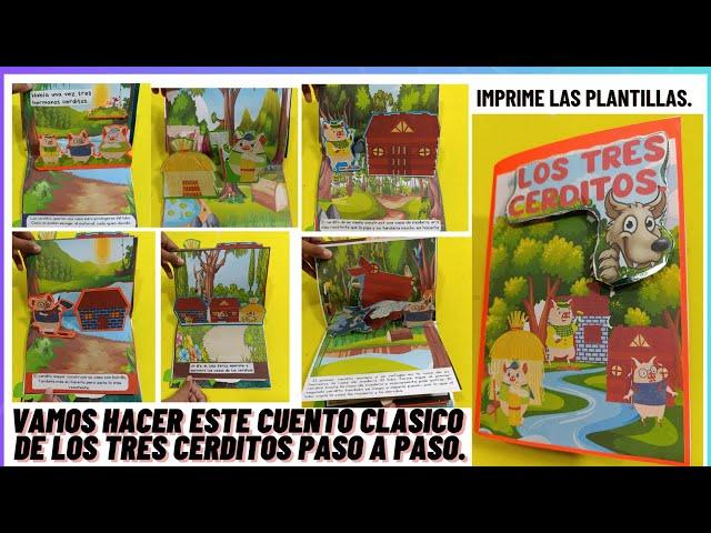 COMO HACER UN LIBRO A MANO DIDÁCTICO CREATIVO 3D POP UP/ COMO HACER UN LIBRO DE LOS TRES CERDITOS.