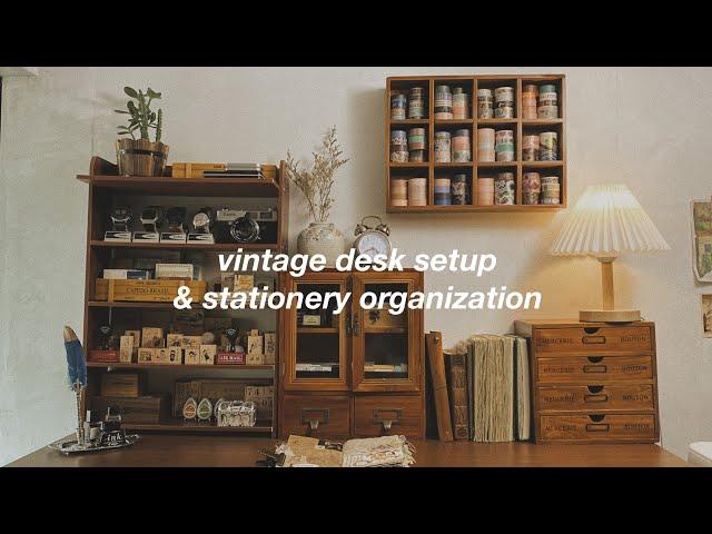 vintage desk setup makeover + organizing my stationery | simple setup 