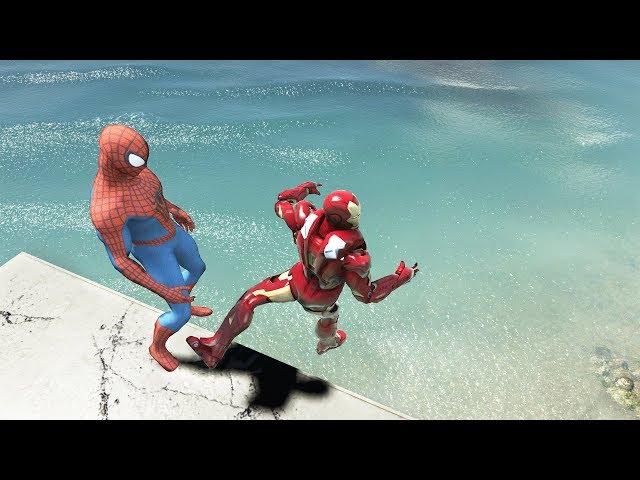 GTA 5 SPIDERMAN vs IRON MAN | Water Ragdolls Fails/Jumps vol.5 (Euphoria Physics Funny Moments)