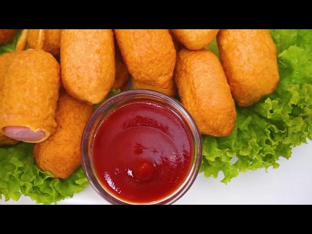 КОРН ДОГ | Сосиска в тесте | Сосиска в кукурузном кляре во фритюре | Корн дог на палочке
