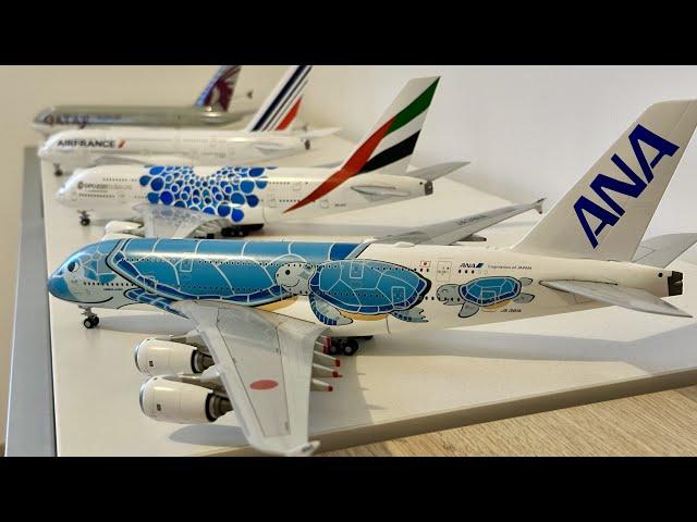 4K - ANA Airbus A380-800 Flying Honu livery Unboxing 1:200 Diecast model Blue turtle livery JC Wings