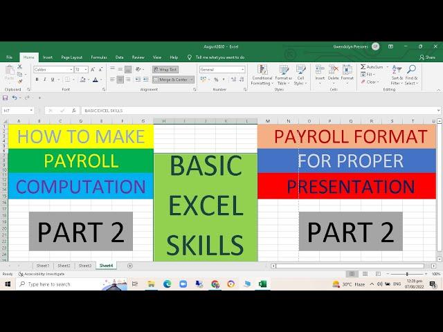 Detailed Gross Payroll Sample Computation(TAGALOG) |Tutorial for Beginners |Using Basic Excel Skills