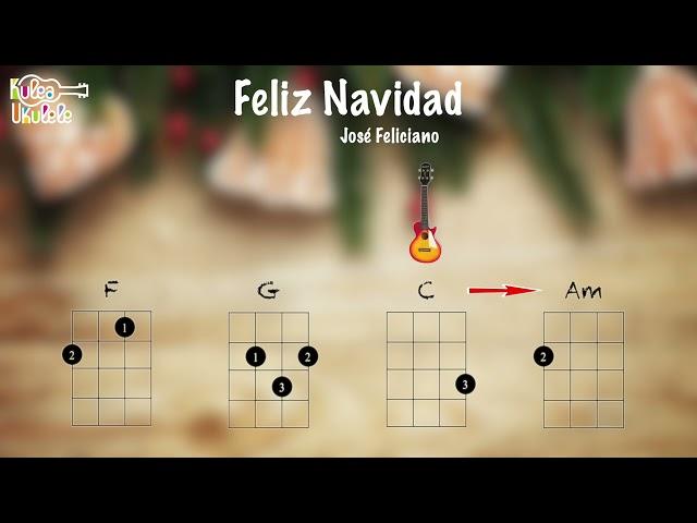 Feliz Navidad - Christmas Ukulele play along Very Easy (C, F, G, and Am)