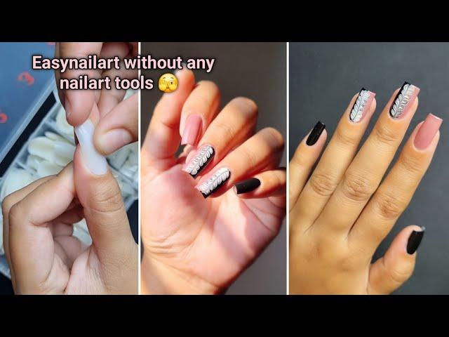 Easynailart without any nailart tools 🫣 || Simple naildesigns using only Safety pin  || ️