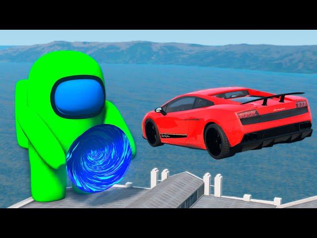 Car VS Portal Trap To Another Universe From Among Us Impostor #2 | BeamNG Drive | BimTestCrash