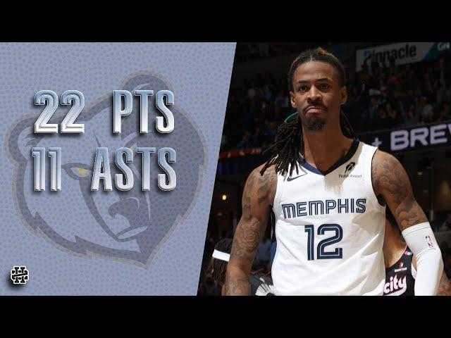 Ja Morant 22 pts 11 asts vs Blazers 24/25 season