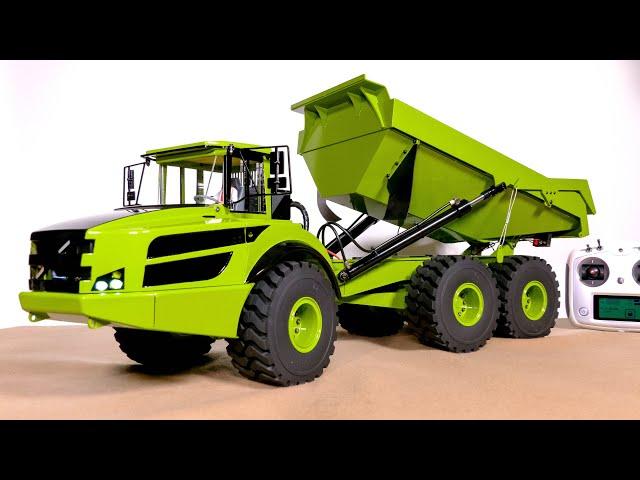 UNBOXING XDRC ARTICULATED RC HYDRAULIC DUMP TRUCK DUMPER A40G VOLVO REPLICA, 6X6, RTR, SOUND, LIGHTS