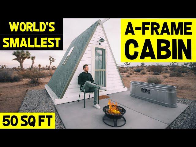 WORLD'S SMALLEST A-FRAME CABIN! (50 sqft) Full Tiny A-Frame Cabin Tour