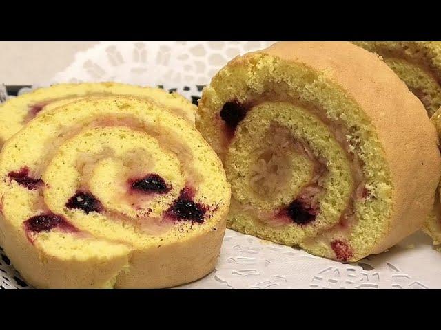 Рулет с яблоками на скорую руку, без масла, крема и разрыхлителя/Roll with apples