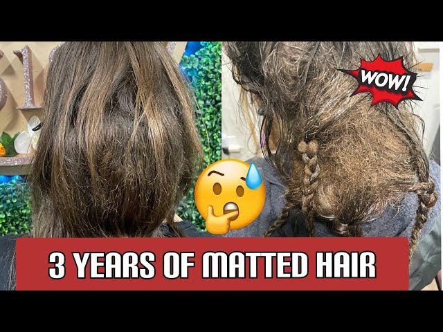 Extremely Matted ball on Caucasian hair.