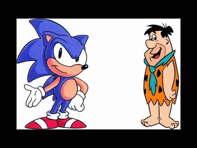 Sonic the Hedgehog meets Fred Flintstone (for @ThomasLover-fr8nh)