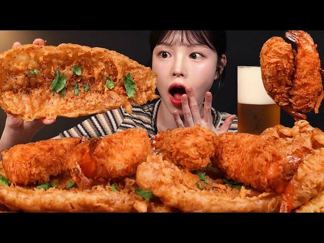 SUB)바삭끝판왕 대왕 피쉬앤칩스 새우튀김 먹방! 맥주까지 꿀조합 리얼사운드 Fish & Chips Mukbang Asmr