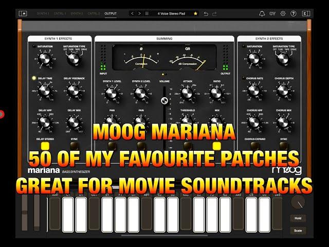 Moog Mariana Synth - 50 Factory Presets that are Great for Horror Movie Soundtracks