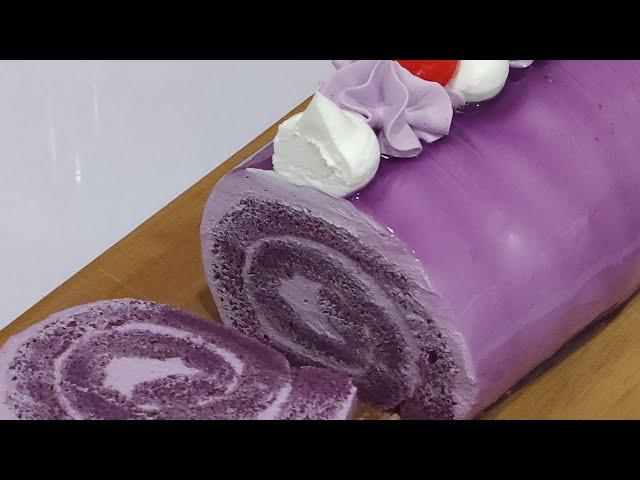 UBE ROLL CAKE WITH GLAZE RECIPE