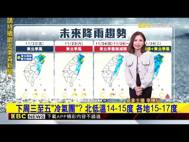 【樺仙氣象】最新》低溫新北15 8度 下周三至五不排除有「冷氣團」！@newsebc