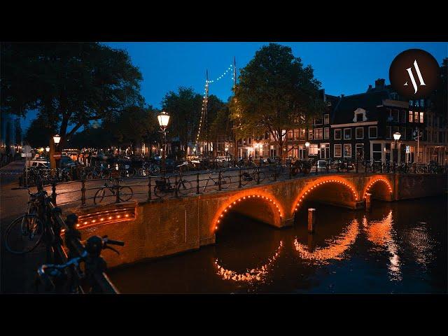 Beautiful Light Rain Walk in Amsterdam 4K Binaural