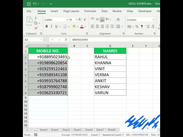 How to add +91 before number in excel #shorts #excelhurdles