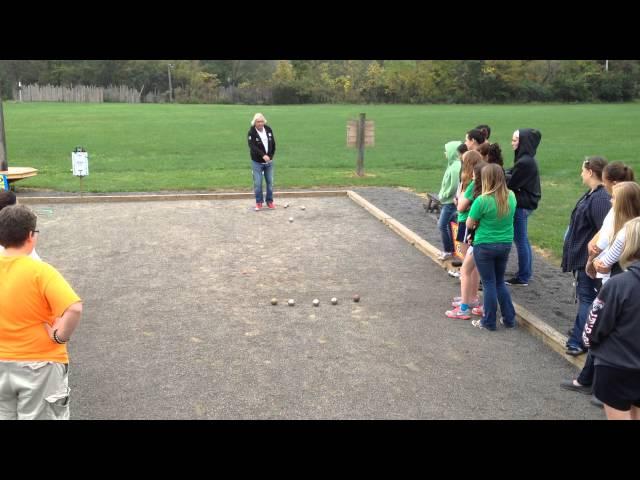 Marco Foyot giving lessons to Students at Zanesfield Petanque Club﻿ Oct 3 2013