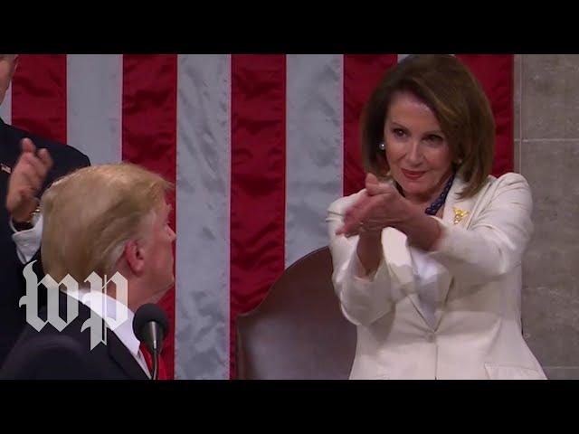 Nancy Pelosi claps for President Trump