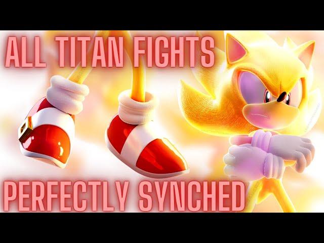 Sonic Frontiers ALL TITAN FIGHTS PERFECTLY SYNCHED