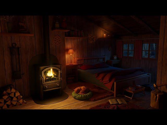 Cozy Winter Cabin Ambience with Relaxing Blizzard Sounds and Fireplace