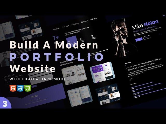 Build a Modern Portfolio website with Light/Dark Mode and Setting Menu || Html-Css-Js ||  Part-3