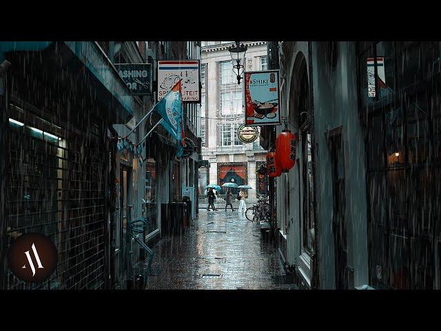 Walking in the Rain, Amsterdam Netherlands, 4K 60FPS