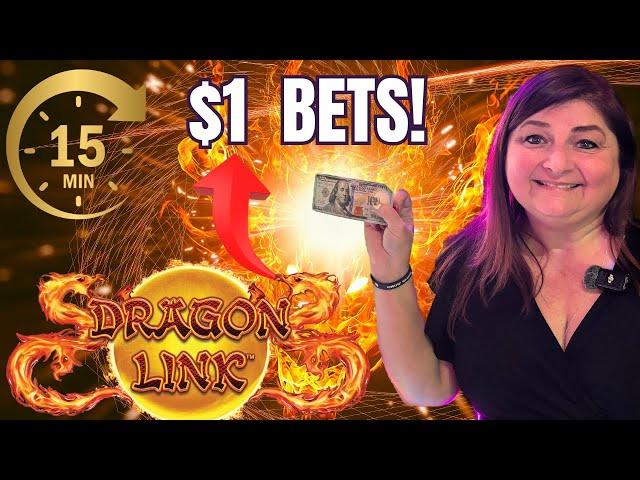 #2 $100 STUCK ON A BET SLOTS CHALLENGE! DRAGON LINKS  -ELLIS ISLAND CASINO LAS VEGAS