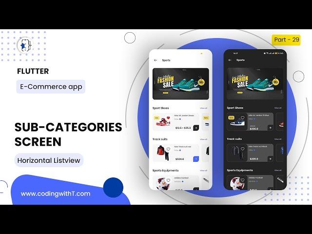 Flutter Sub Categories | Product Card | Horizontal ListView builder Flutter