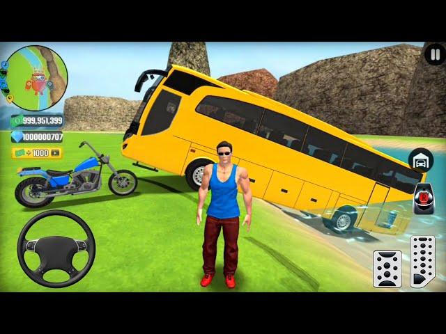 Public Transport Bus and Blue Motorbike Driving in Open World Game - Go to Town 6 - Android Gameplay