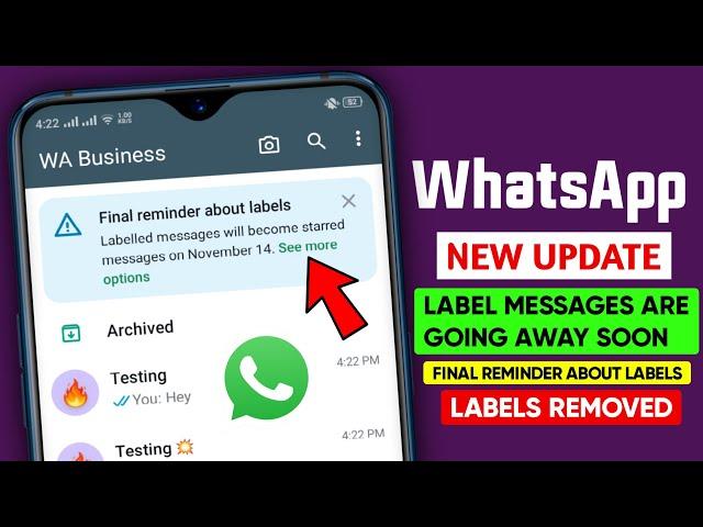 WhatsApp labels are going away soon | WhatsApp final reminder about Labels | Labels removed